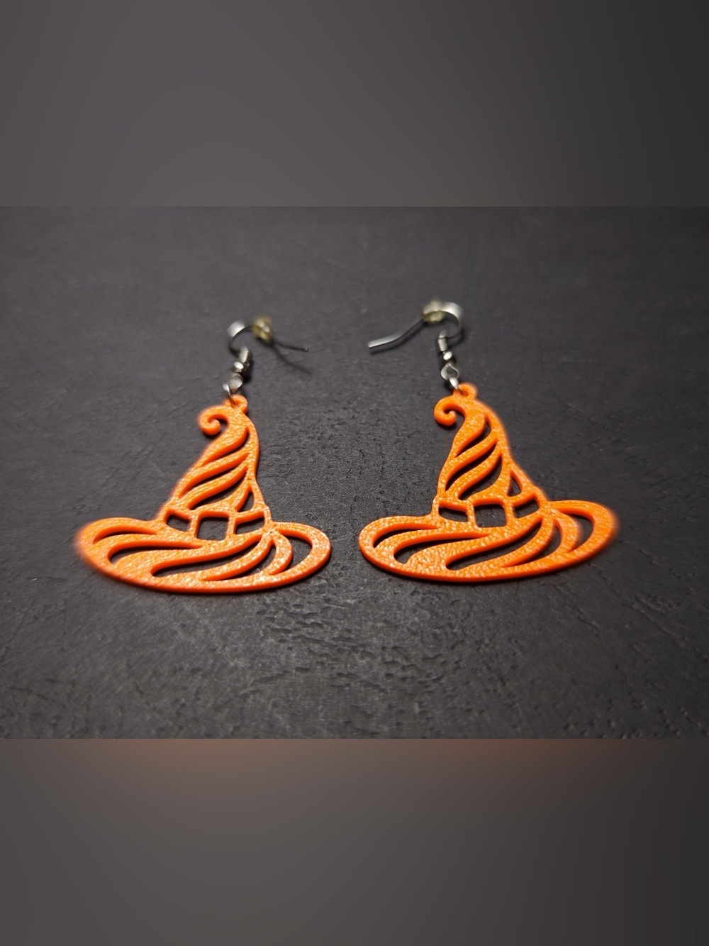 Orange Witch Hat Dangle Earrings - Unbranded